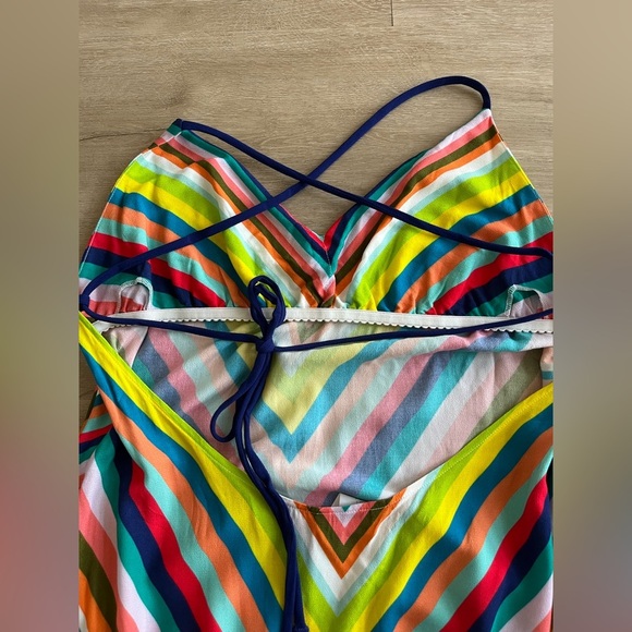 Trina Turk Multicolored Rainbow Dress Coverup Open Back SZ L - Picture 9 of 9